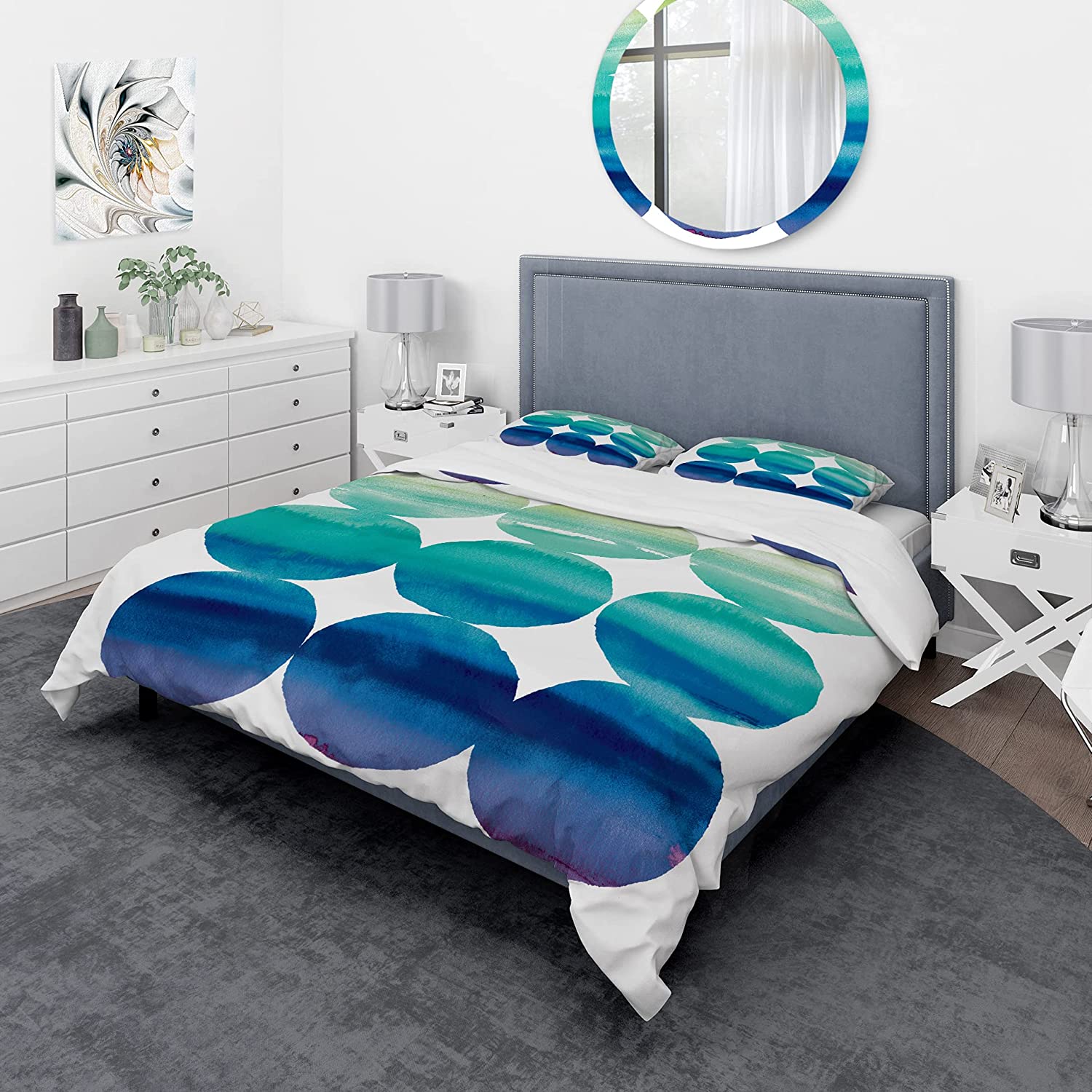Price:$109.82 'Circle Abstract Blue Colorfields II' Geometric Duvet Cover Set : Home & Kitchen