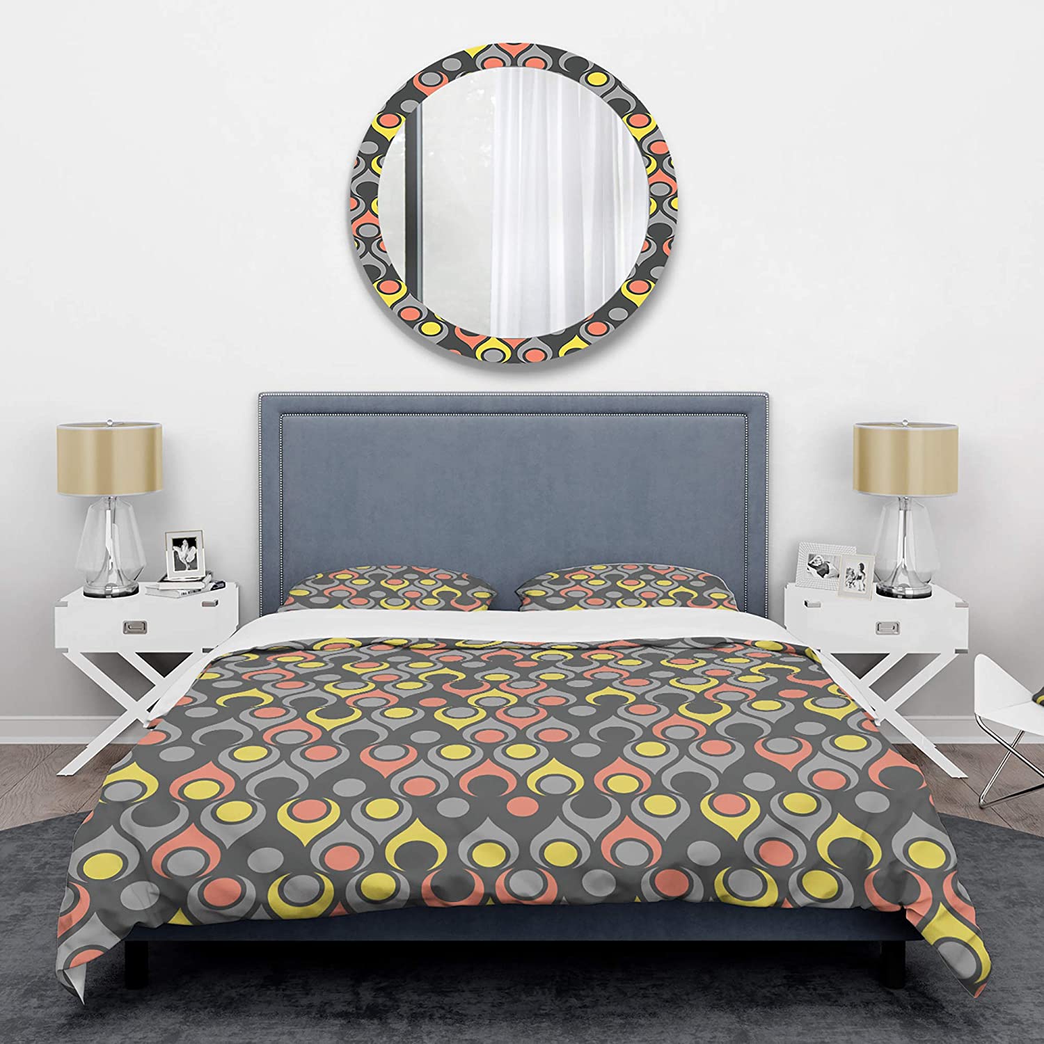 Price:$109.78 'Retro Abstract Drops I' Mid-Century Modern Duvet Cover Set : Home & Kitchen