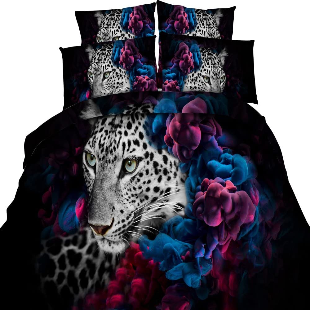 Price:$58.99 3D Oil Black Leopard with Flowers Girls Duvet Cover 3pc/Set Twin Queen King Size Sexy Black Leopard Princess Bedding Bedspread Sheet No Comforter(Queen,Color 16) : Home & Kitchen