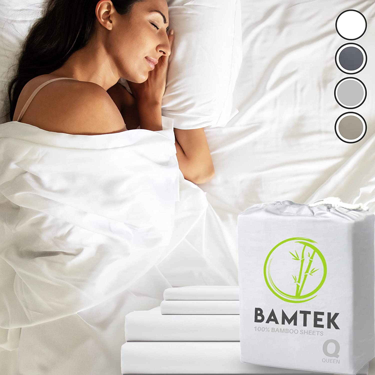 Price:$79.99 100% Bamboo Sheets Queen Size - Super Soft & Breathable - Cool Sheets for Hot Sleepers - 4 Piece Set - White : Home & Kitchen