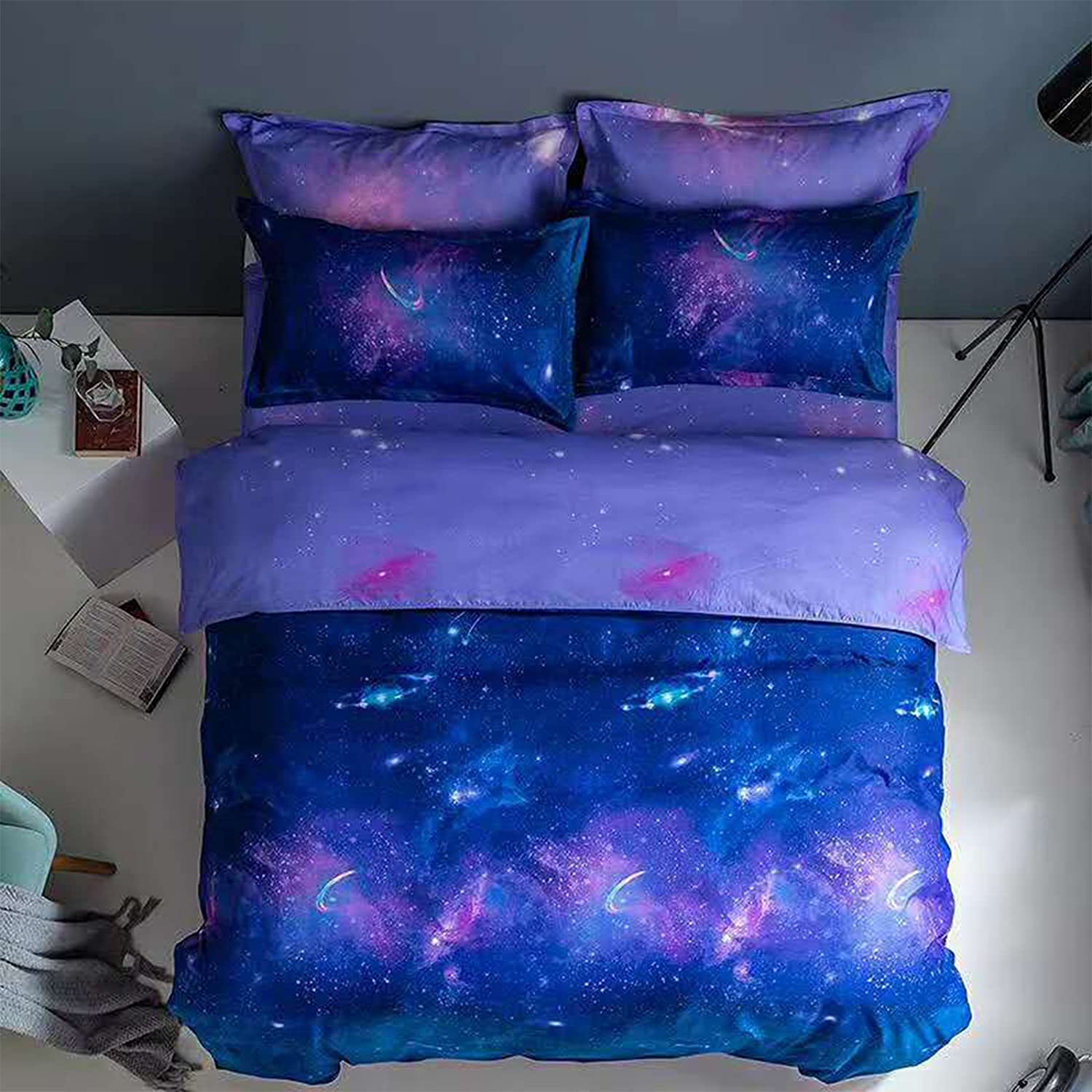 Price:$36.99 Galaxy Duvet Cover Set,Microfiber Comforter Bedding Set 3 Pieces, Universe Space Quilt Cover Set : Home & Kitchen
