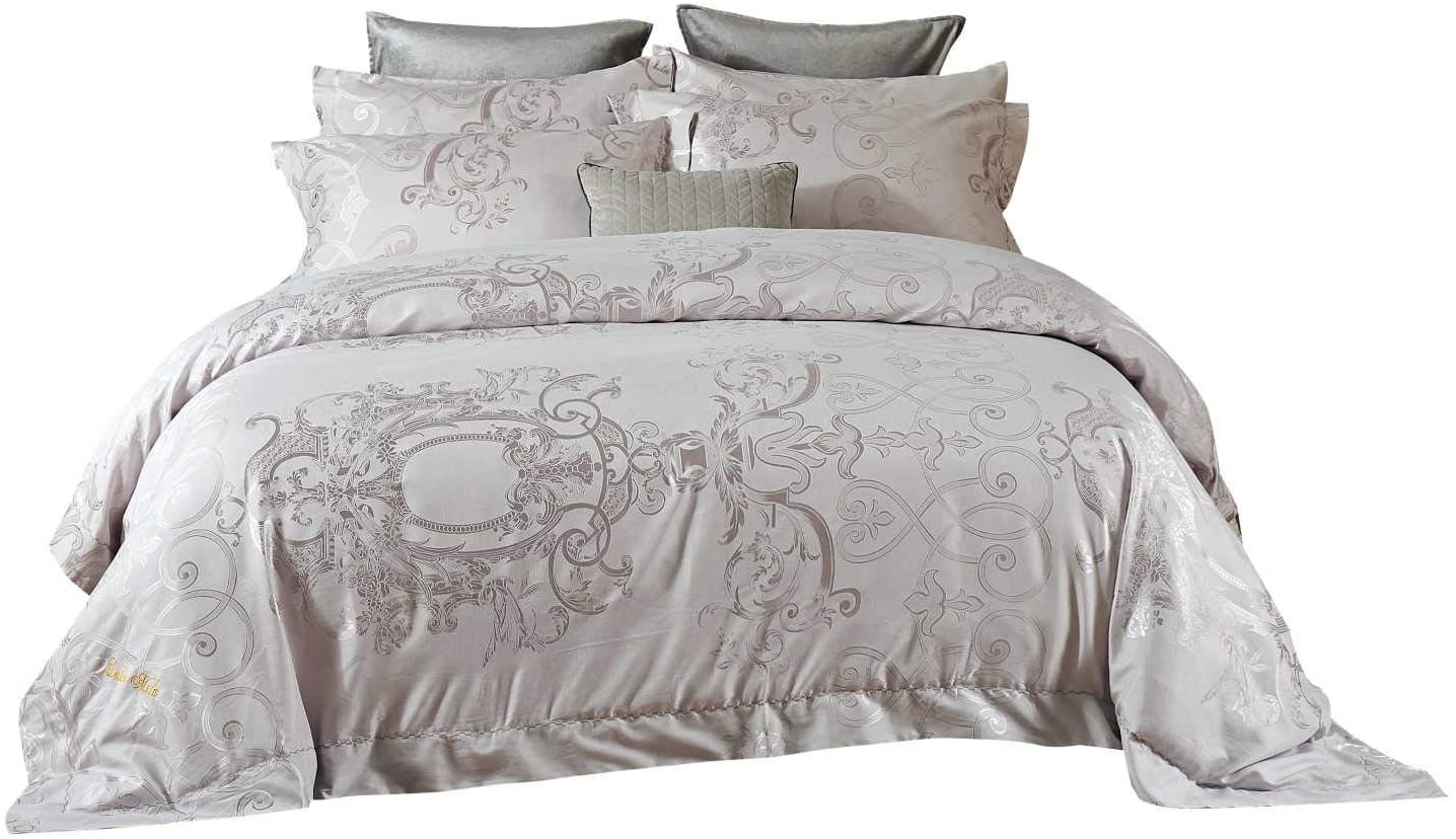 Price:$149.00 Mela 6 Piece Bedding Duvet Cover Set, Luxury Jacquard Top, 100% Soft Combed Cotton Inside, Superior Comfort, Breathable, All-Season, Machine Washable, DM802Q, Multi, Queen : Home & Kitchen