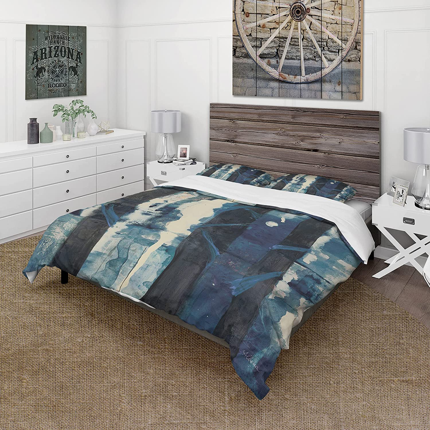 Price:$85.76 'Deep Woods II Indigo' Cottage Duvet Cover Set : Home & Kitchen