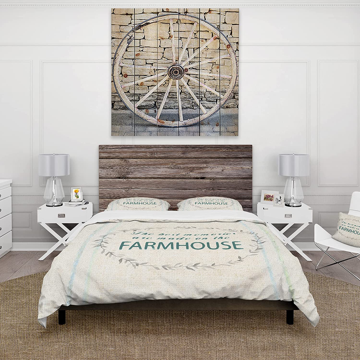 Price:$109.78 'Farmhouse Florals XV' Farmhouse Duvet Cover Set : Home & Kitchen