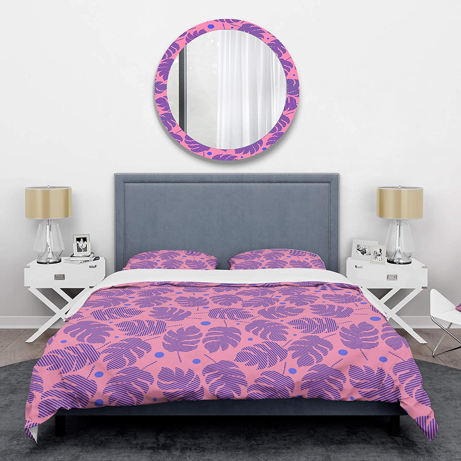 Price:$120.04 'Tropical Palm Leaves IV' Mid-Century Modern Duvet Cover Set : Home & Kitchen