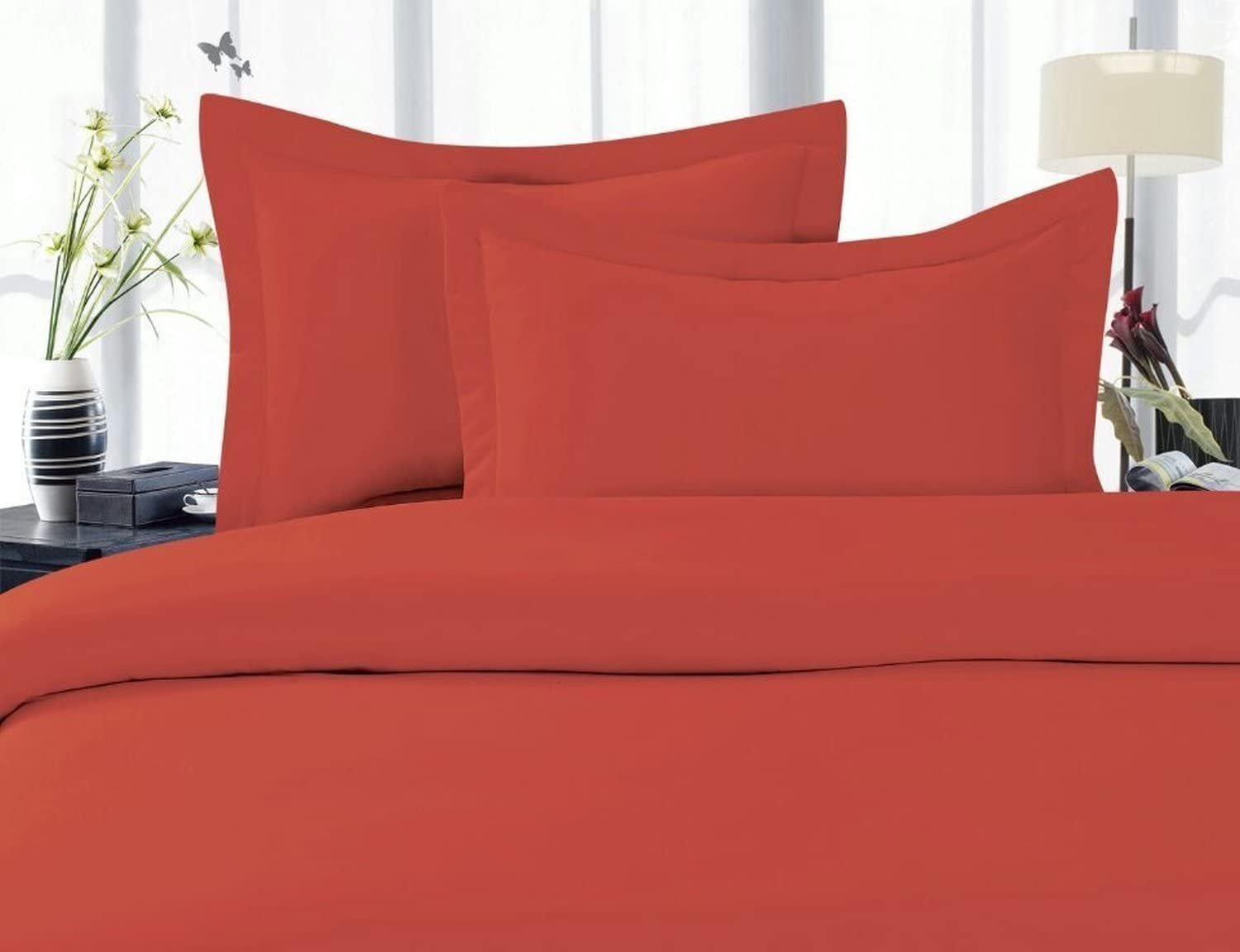 Price:$23.99 Linen ® 1500 Thread Count Egyptian Quality Super Soft Wrinkle Free 3 pc Duvet Cover Set, King/California King - Rust : Home & Kitchen