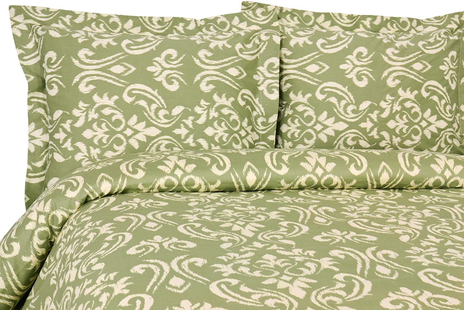 Price:$50.81 Home Products Sicily Collection 300 Thread Count Sateen 3-Piece Duvet/Sham Set, Full/Queen, Sage : Home & Kitchen