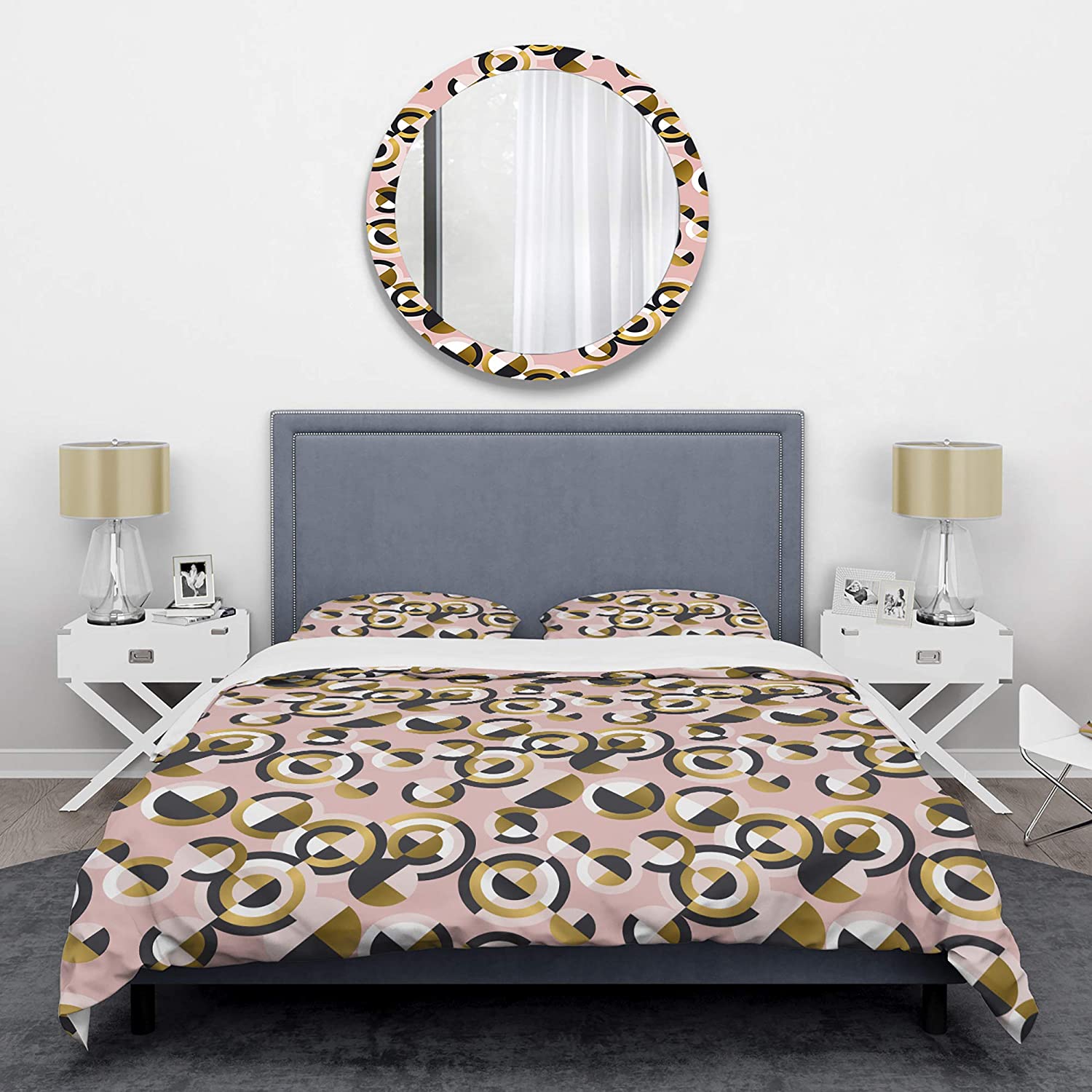 Price:$85.76 'Circular Geometric Shapes Retro Pattern' Mid-Century Modern Duvet Cover Set : Home & Kitchen
