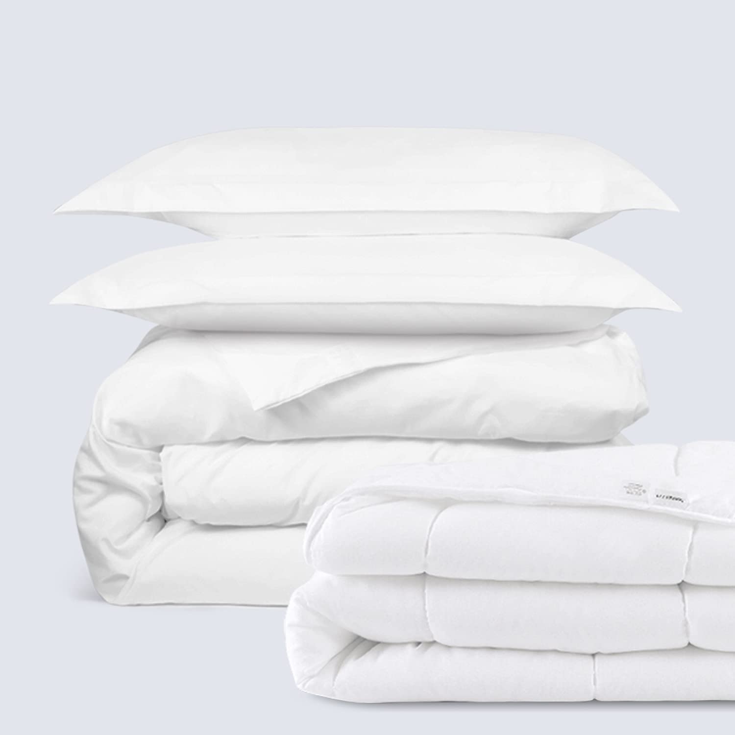 Price:$50.59 Microfiber Duvet Bundle - 3 Piece Microfiber Duvet Set (Queen, White) & Microfiber Shell Down Comforter (Queen) : Home & Kitchen