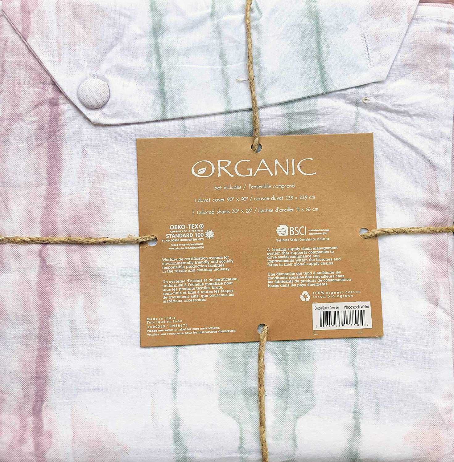 Price:$54.99 3pc Duvet Cover Set Geometric Boho Watercolor Pattern in Shades of Pink Gray White Comforter Quilt Cover with Shams 100% Cotton Luxury - Woodstock Water (Full/Queen) : Home & Kitchen