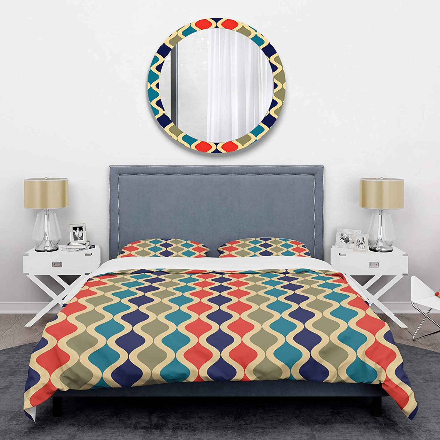 Ornamental Design VI' Mid-Century Modern Duvet Cover Set : Home & Kitchen