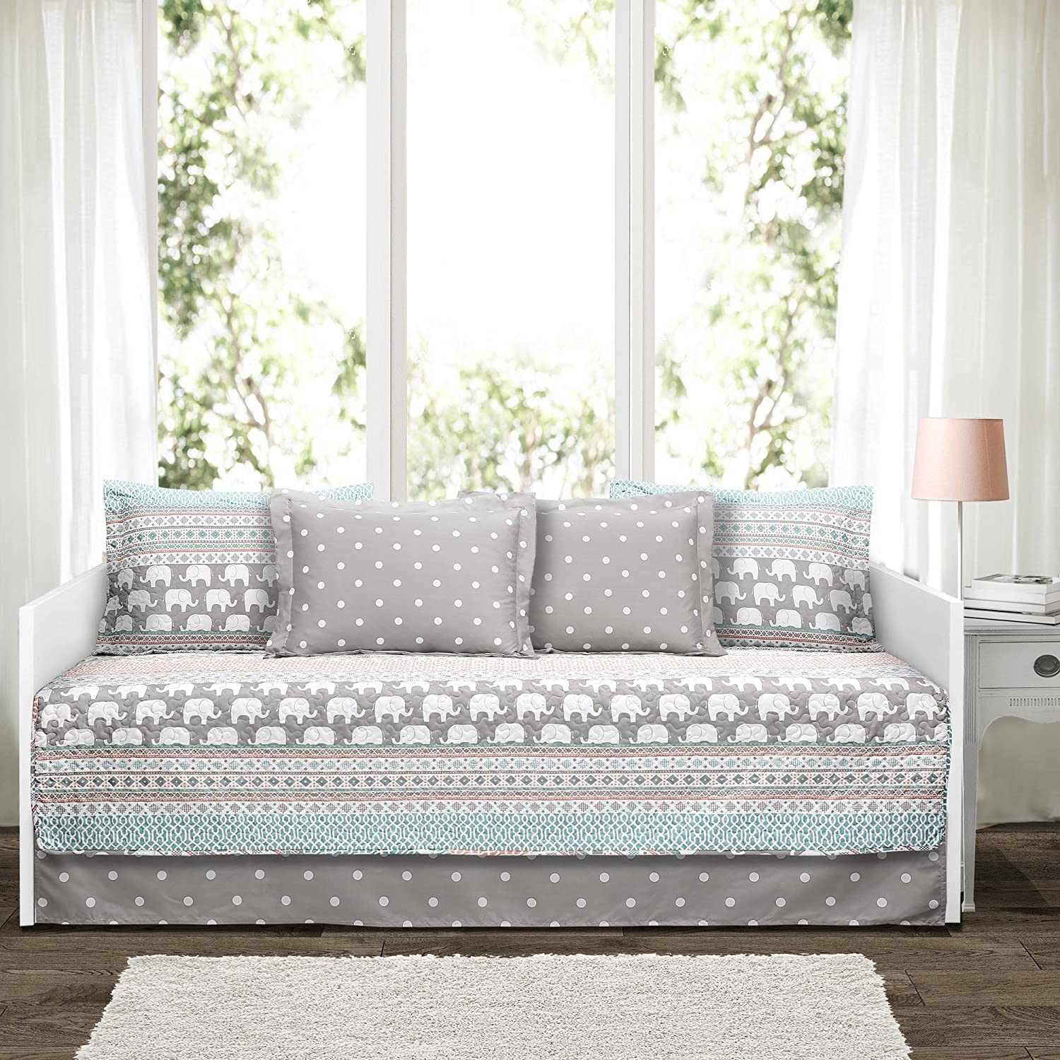 Price:$40.36 Decor Pink-and-Turquoise Elephant Striped 6-Piece Daybed Cover Bed Set, Pink & Turquoise : Home & Kitchen