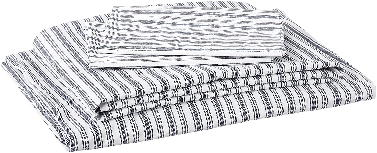 Price:$48.99 - Percale Collection - Bed Sheet Set - 100% Cotton, Crisp & Cool, Lightweight & Moisture-Wicking Bedding, Queen, Coleridge Charcoal : Home & Kitchen