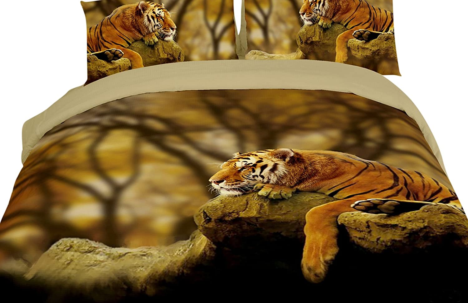 Price:$86.97 Mela DM458K Lonely Tiger Safari Themed Duvet Cover Set, King : Home & Kitchen