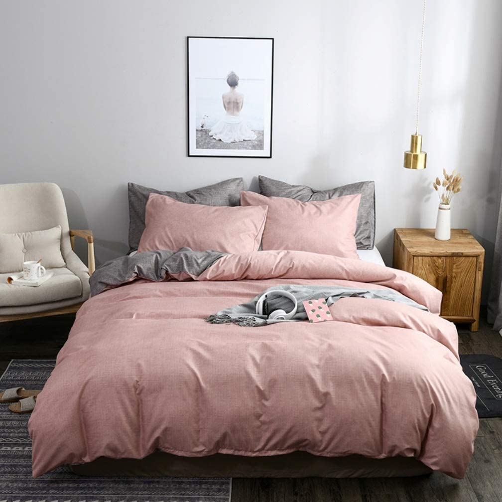 Price:$25.99 Duvet Cover Set King Size Pink and Grey Reversible Pink Texture Pattern Soft Comforter Cover Set 3 Pcs 100% Microfiber Modern Bedding Set Quilt Cover with Zipper for Girls Women Men : Home & Kitchen