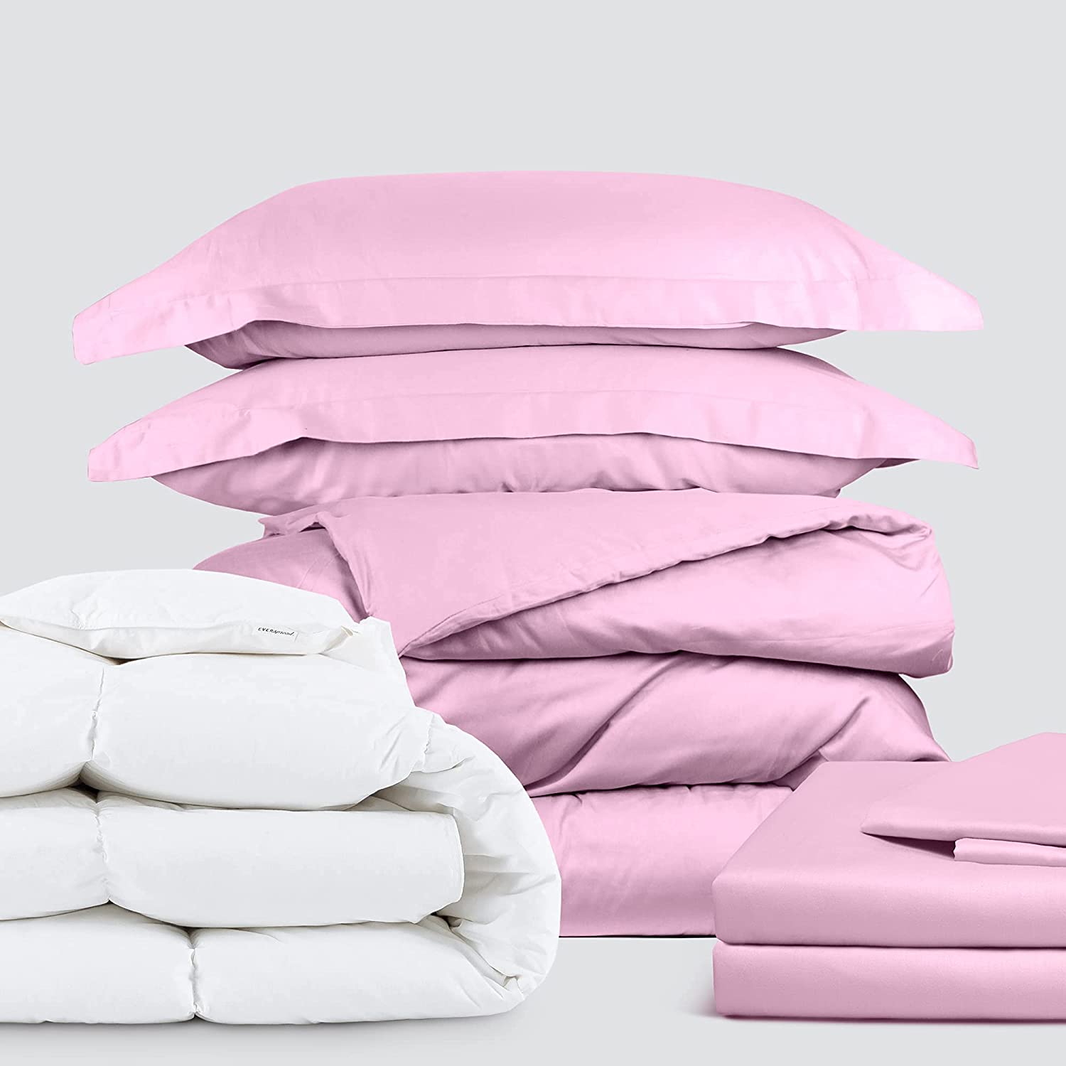Price:$124.95 All Cotton Collection Bedding Bundle - 3 Piece Duvet Set (King, Blush Pink) & 4 Piece Sheet Set (King, Blush Pink) & Goose Down Comforter (King) : Home & Kitchen