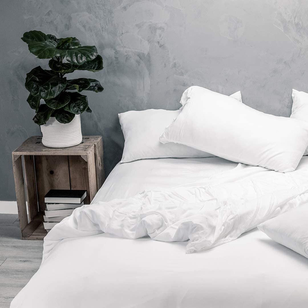 Price:$128.00 100% Bamboo 4pc Sheet Set Matte White Modern Look Breathtakingly Soft Sheets (King) : Home & Kitchen