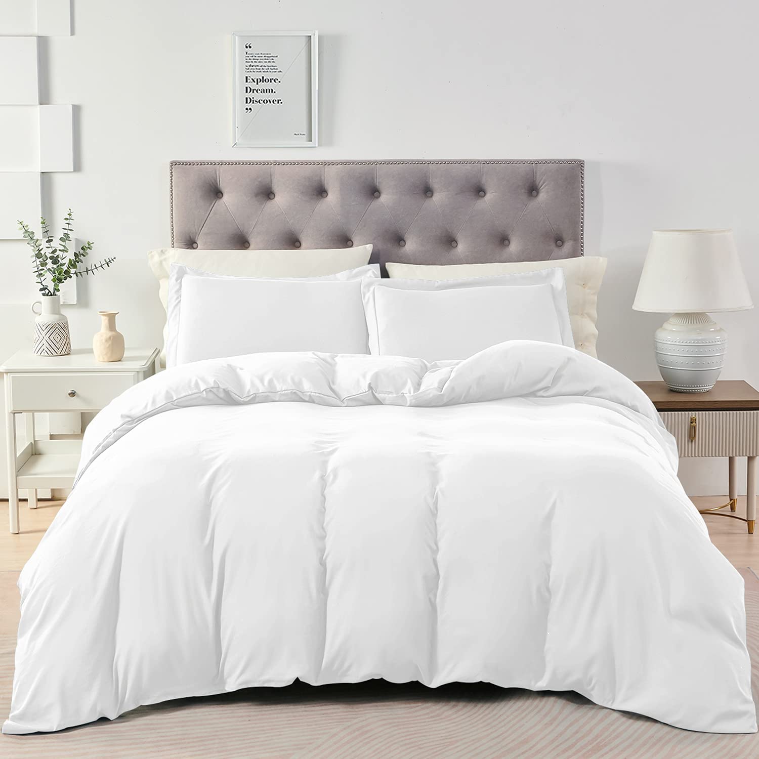 Price:$15.99 Twin/Twin XL Duvet Cover Set White - Soft & Comfortable Bedding Duvet Covers, Hotel Collection Comforter Cover with Zipper (Wrinkle Free, Lightweight, Breathable) : Everything Else