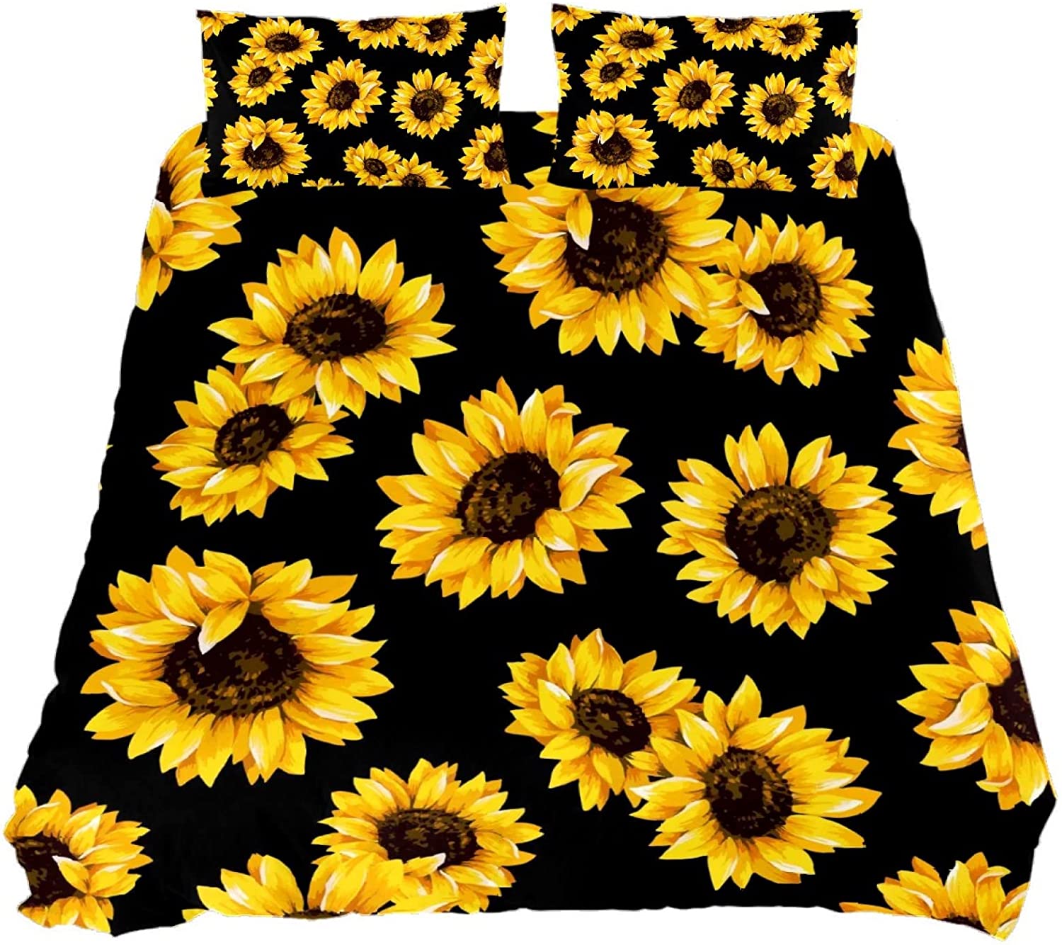 Price:$69.99 Cover Sets Kids Teens Kawaii Oil Painting Yellow Sunflower Black Background Room Decor Girls Full Size Comforter Cover Protector Durable Shams for Children Women Room Decor : Home & Kitchen