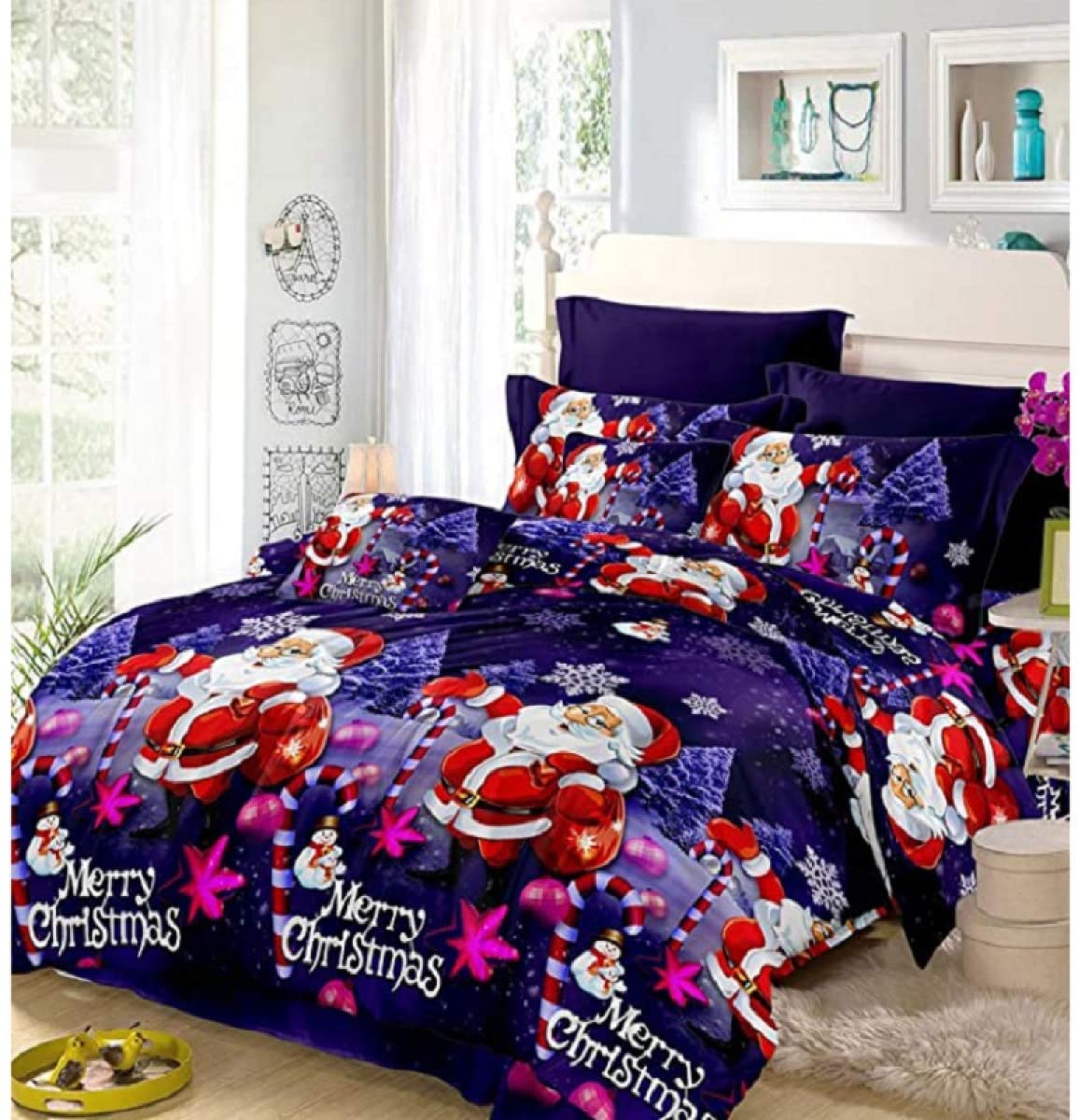 Price:$31.99 3D Bedding Sets Duvet Cover Home Textile Purple Winter Christmas Pattern Series Bed Sheet (230 × 260 cm (3PCS)) : Home & Kitchen