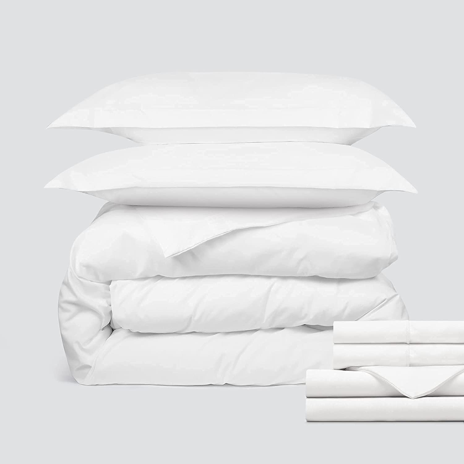 Price:$36.99 Classic Microfiber Bedding Bundle - 4 Piece Sheet Set (King, White) & 3 Piece Microfiber Duvet Set (King, White) : Home & Kitchen