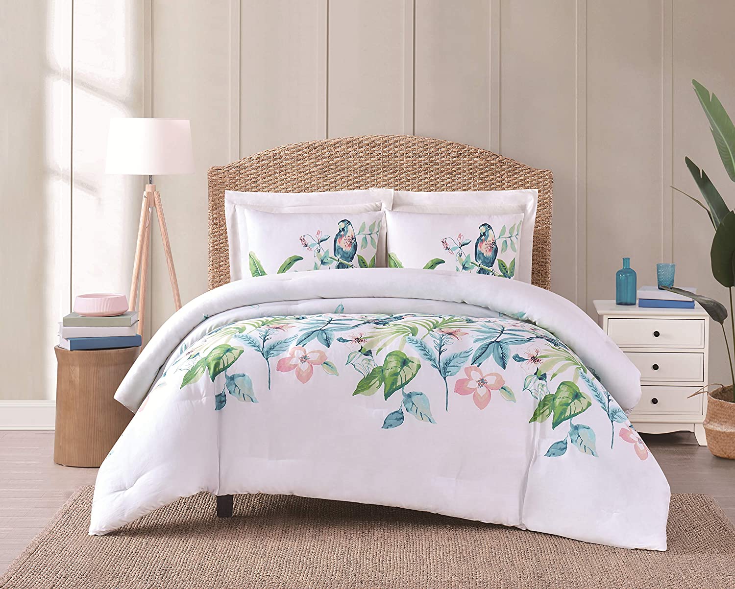 Price:$96.95 Resort Tropical Bungalow Duvet Set, Pink : Home & Kitchen