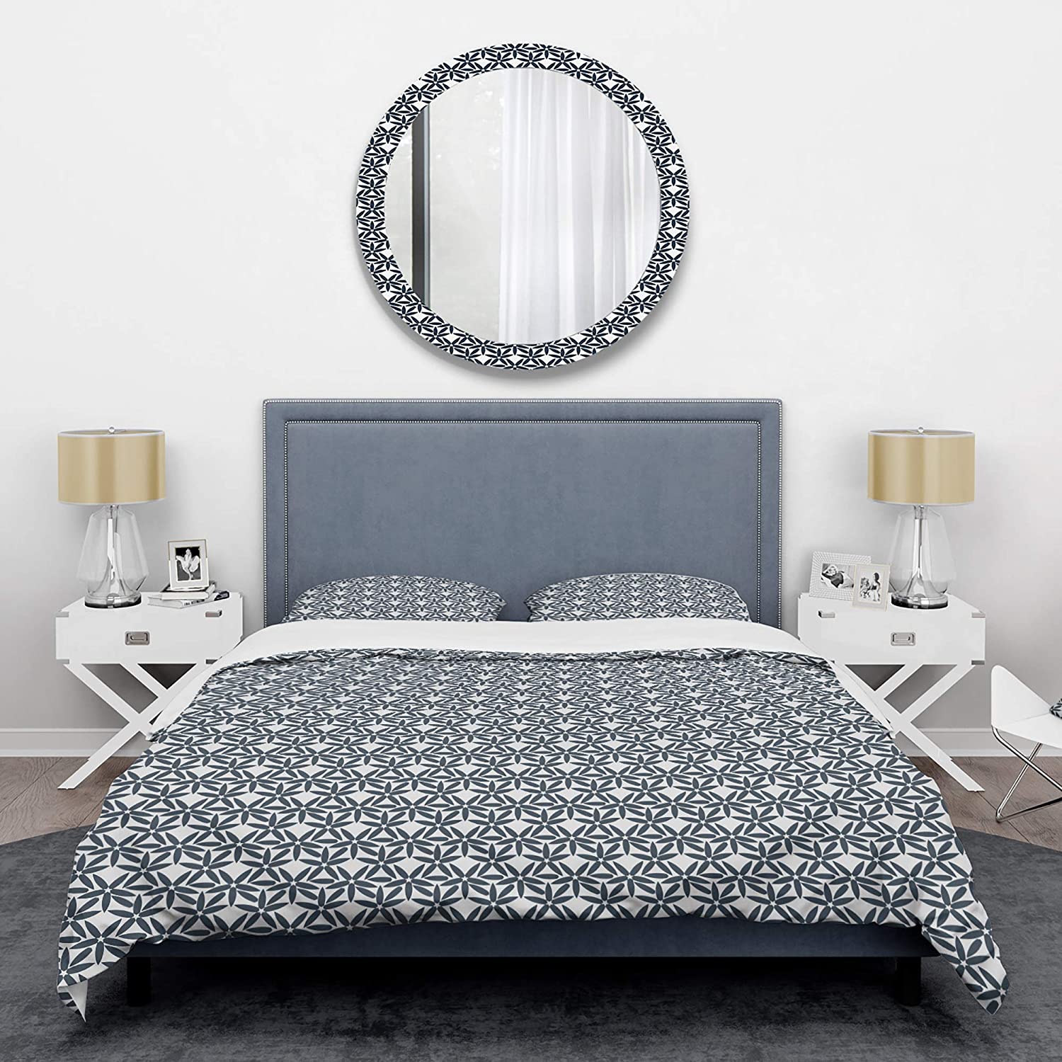 Abstract Flower Design IV' Mid-Century Modern Duvet Cover Set : Home & Kitchen