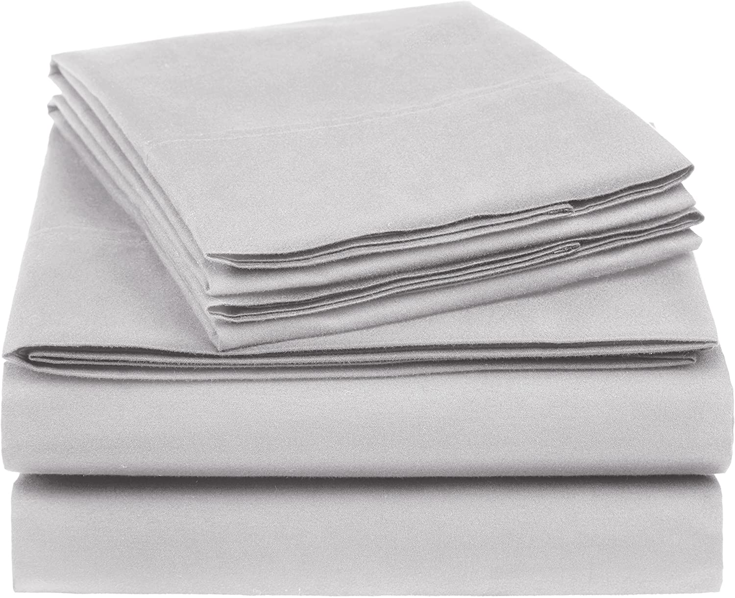 Price:$39.99 Basics Essential Cotton Blend Bed Sheet Set, King, Light Grey : Home & Kitchen