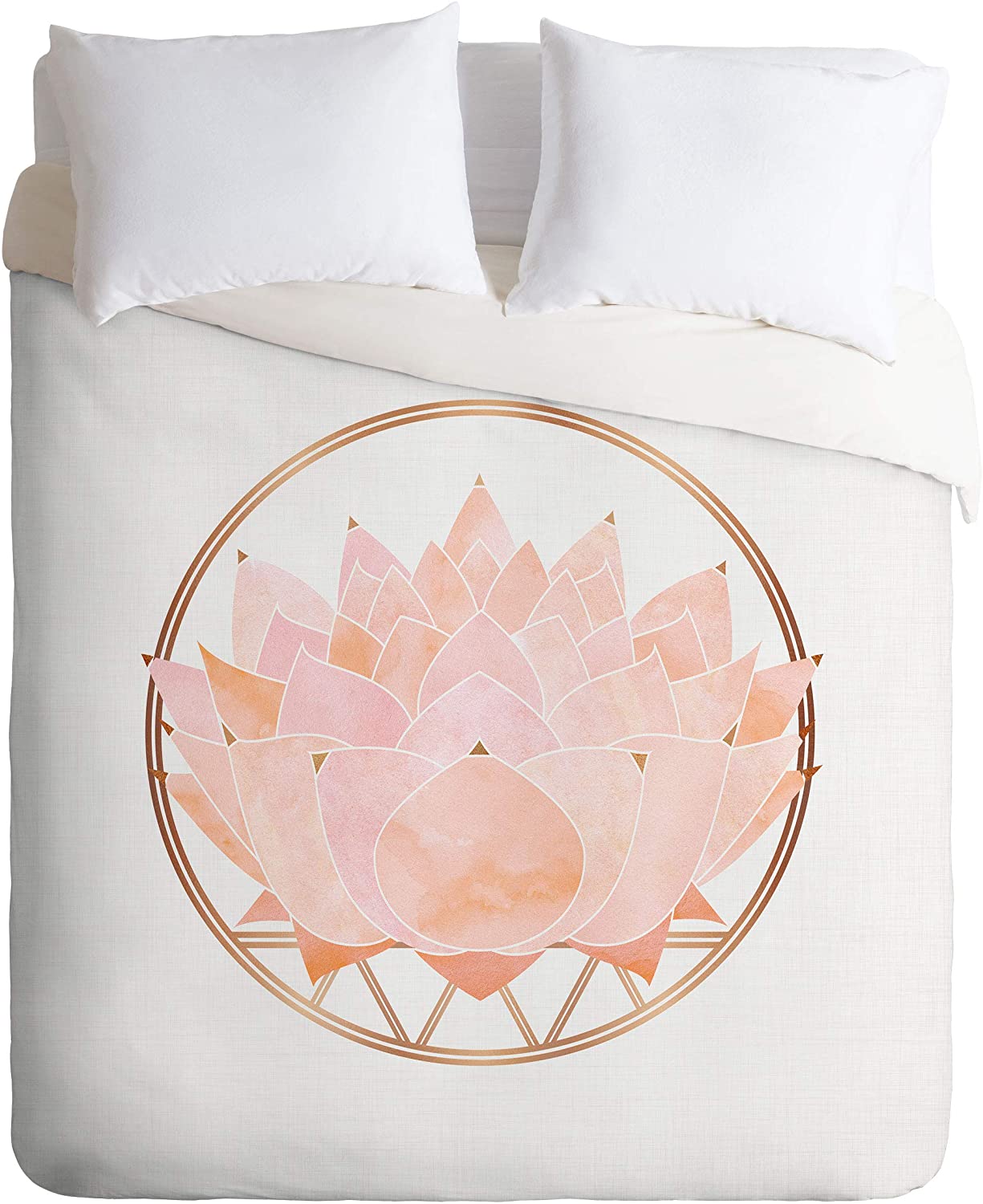 Price:$143.77 Modern Tropical Blush Zen Lotus Full/Queen Duvet Cover and 2 Pillow Shams Set, Pink : Home & Kitchen