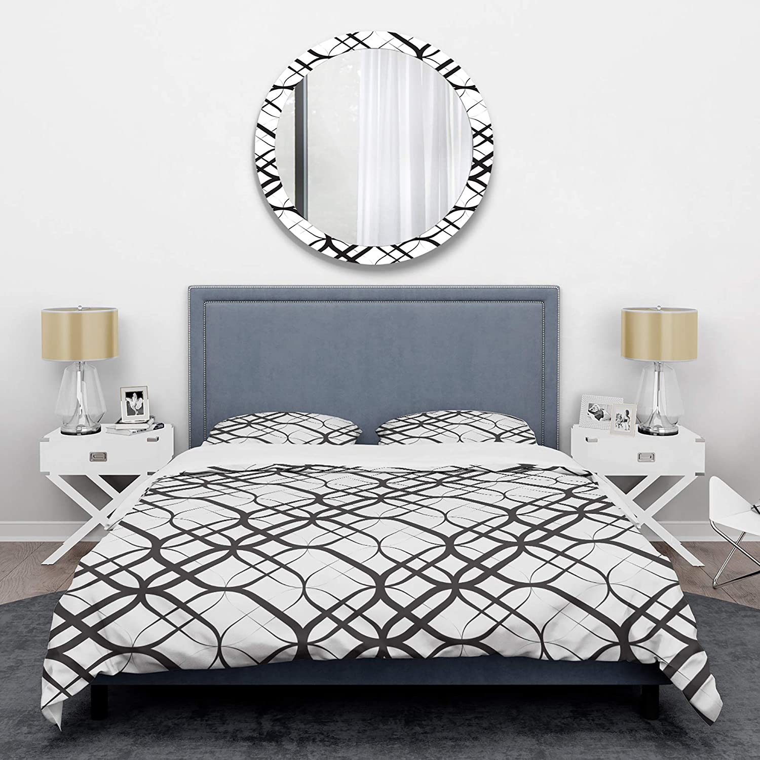 Price:$120.04 'Monochrome Geometric Pattern III' Mid-Century Modern Duvet Cover Set : Home & Kitchen