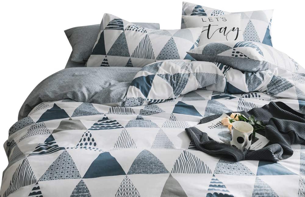 Price:$56.99 Triangle Bedding Duvet Cover Geometric Cotton King Bedding Collections Reversible Breathable Soft 3 Pieces Bedding Sets with 2 Pillowcases Zipper Closure : Home & Kitchen
