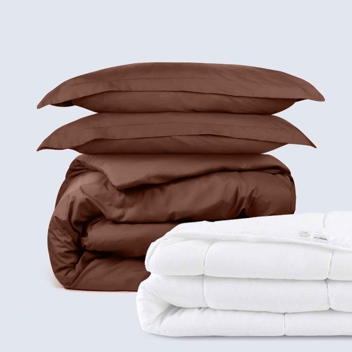 Price:$46.66 Microfiber Duvet Bundle - 3 Piece Microfiber Duvet Set (Queen, Cocoa Brown) & Microfiber Shell Down Comforter (Queen) : Home & Kitchen