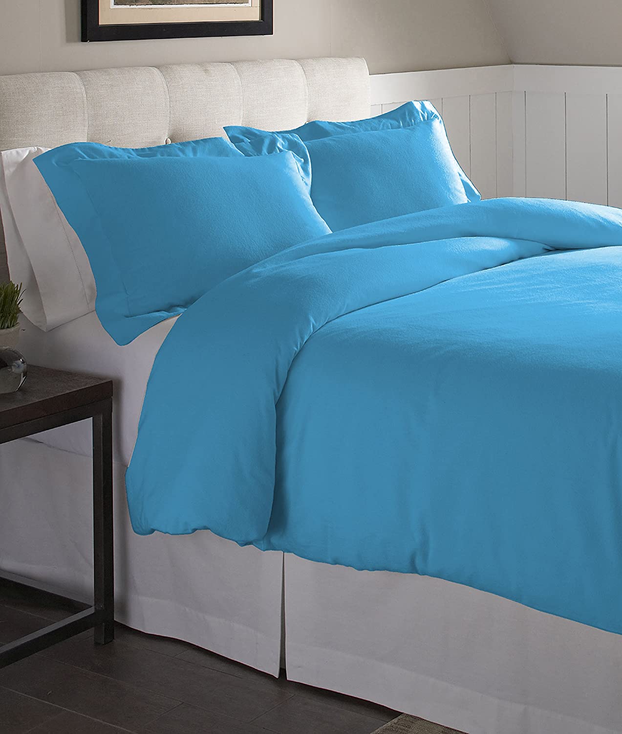 Price:$49.00 Flannel Oversized Duvet Set, King, Aqua : Home & Kitchen