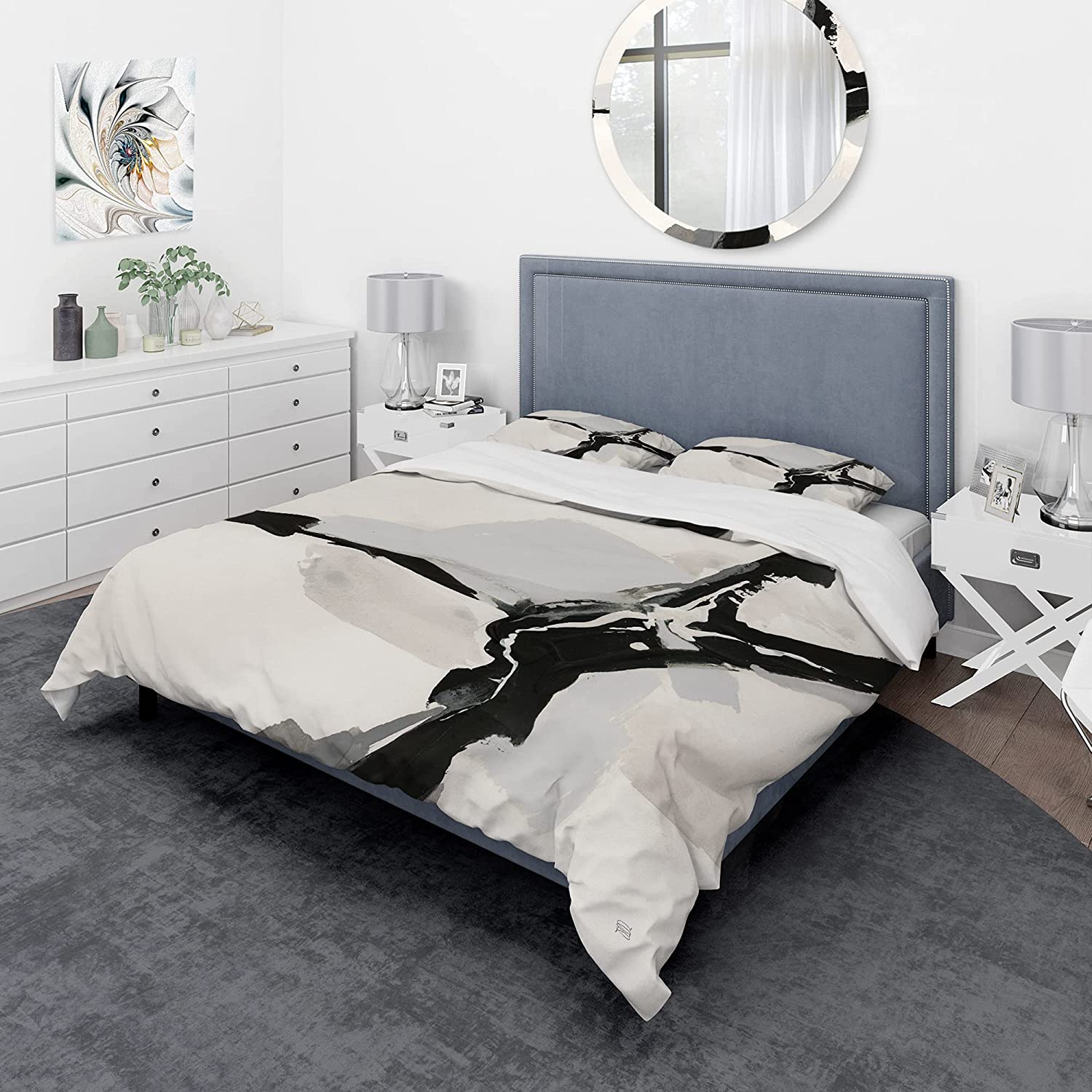Price:$109.78 'Abstract Neutral III' Geometric Duvet Cover Set : Home & Kitchen