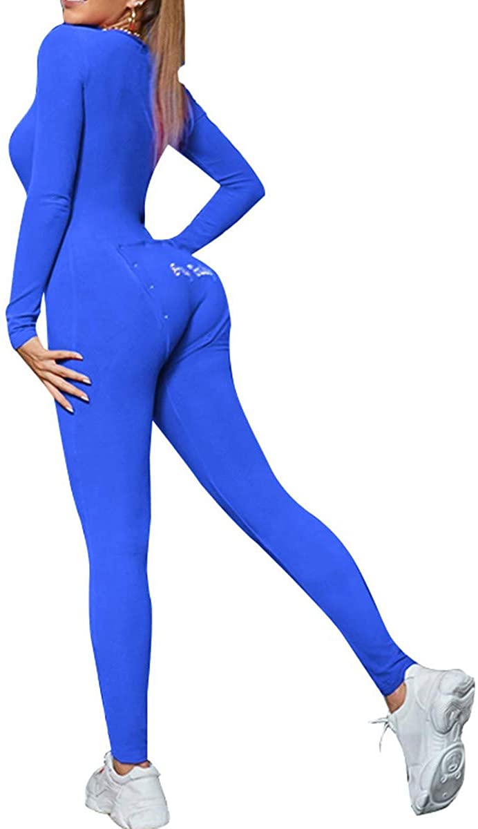 Price:$11.99 Women Sexy Butt Button Back Flap Jumpsuit Pajamas V Neck Long Sleeve One Piece Bodycon Rompers Onesies : Clothing, Shoes & Jewelry