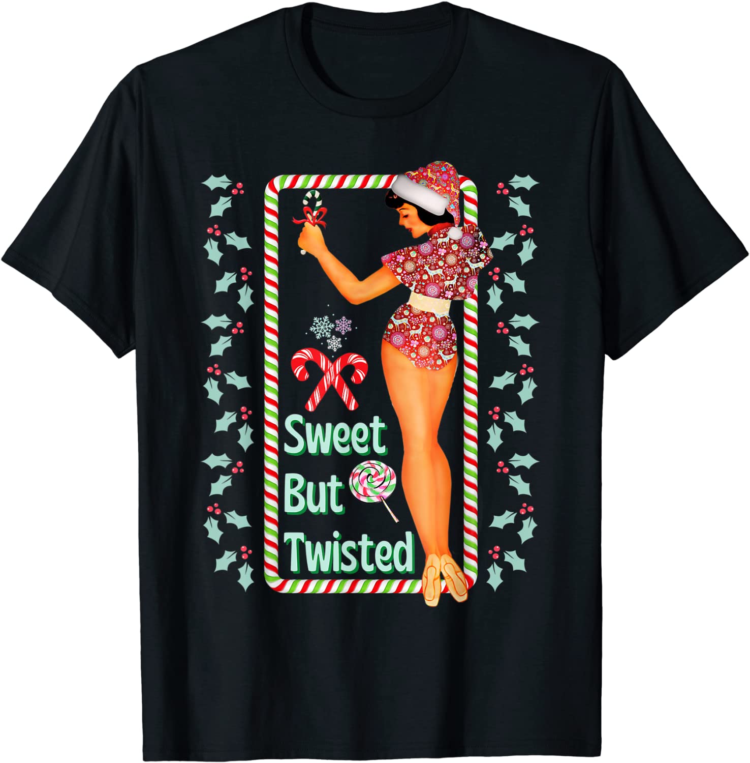 Price:$19.99 Candy Cane Naughty Nice Cottagecore Grunge T-Shirt : Clothing, Shoes & Jewelry