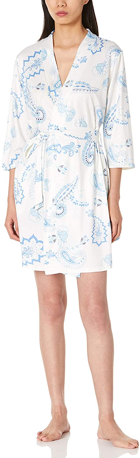 Price:$25.99 Women's Robe Soft Kimono 3/4 Sleeve Knit Robes Bathrobe Sleepwear Loungewear Short Nightgown S-1X : Clothing, Shoes & Jewelry