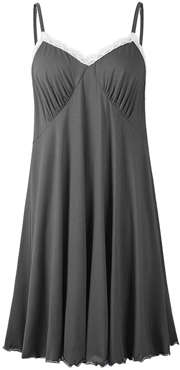 Price:$19.99 Sexy Sleepwear For Women Nightgowns Chemise Plus Size Summer V Neck Lace Nightshirt With Adjustable Strap at Amazon Women’s Clothing store