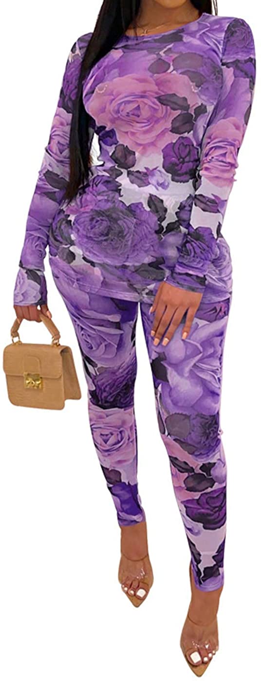 Price:$27.99 Sexy 2 Piece Club Outfits - Long Sleeve Mesh See Through Pullover Tshirts Blouse Tops Skinny Pants Sets Playsuit : Clothing, Shoes & Jewelry