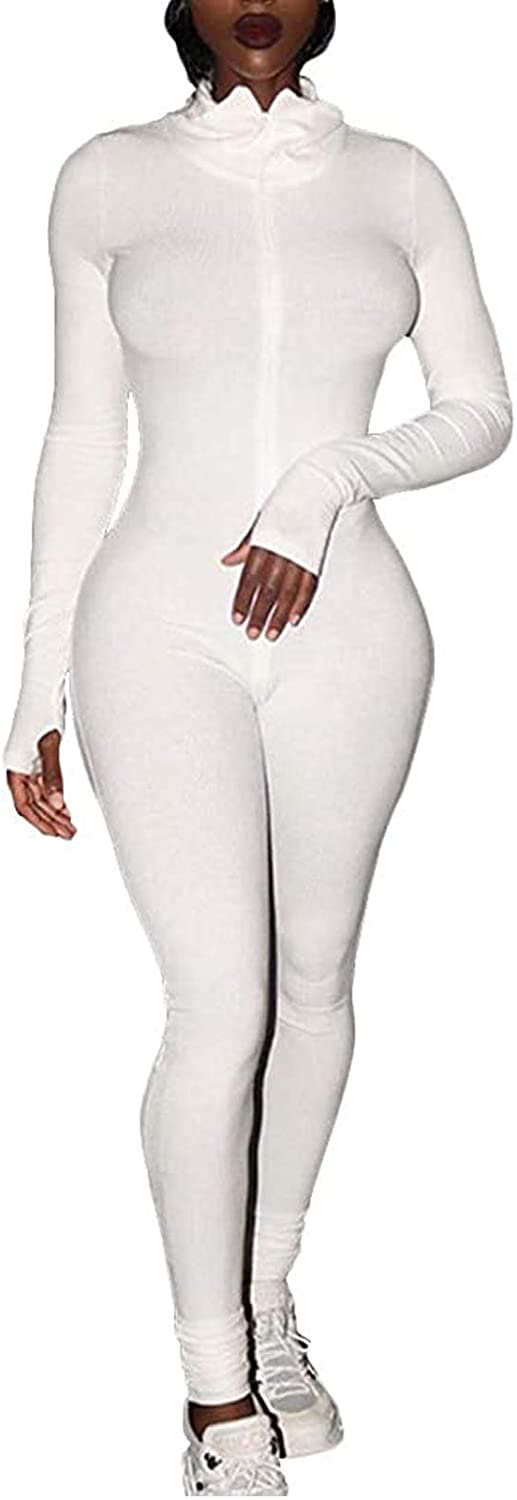 Price:$22.99 Rompers and Jumpsuits for Women Sexy Bodycon One Piece Long Sleeve Jumpsuits Outfits Clubwear White L : Clothing, Shoes & Jewelry