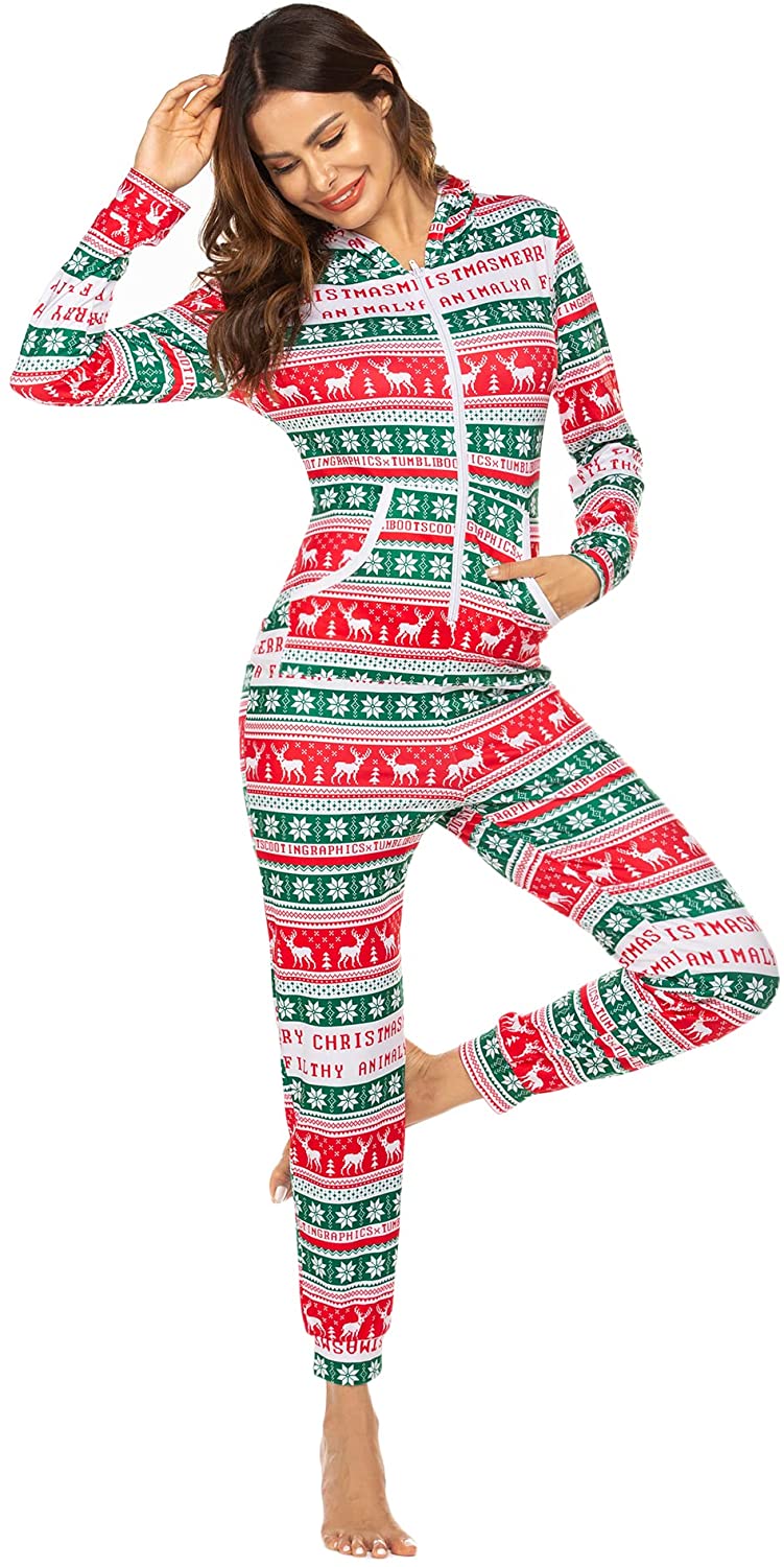 Price:$30.99 Women Hooded Jumpsuit Long Sleeve Onesies Zip Up One Piece Pajamas Sexy Sleepwear for Women : Clothing, Shoes & Jewelry