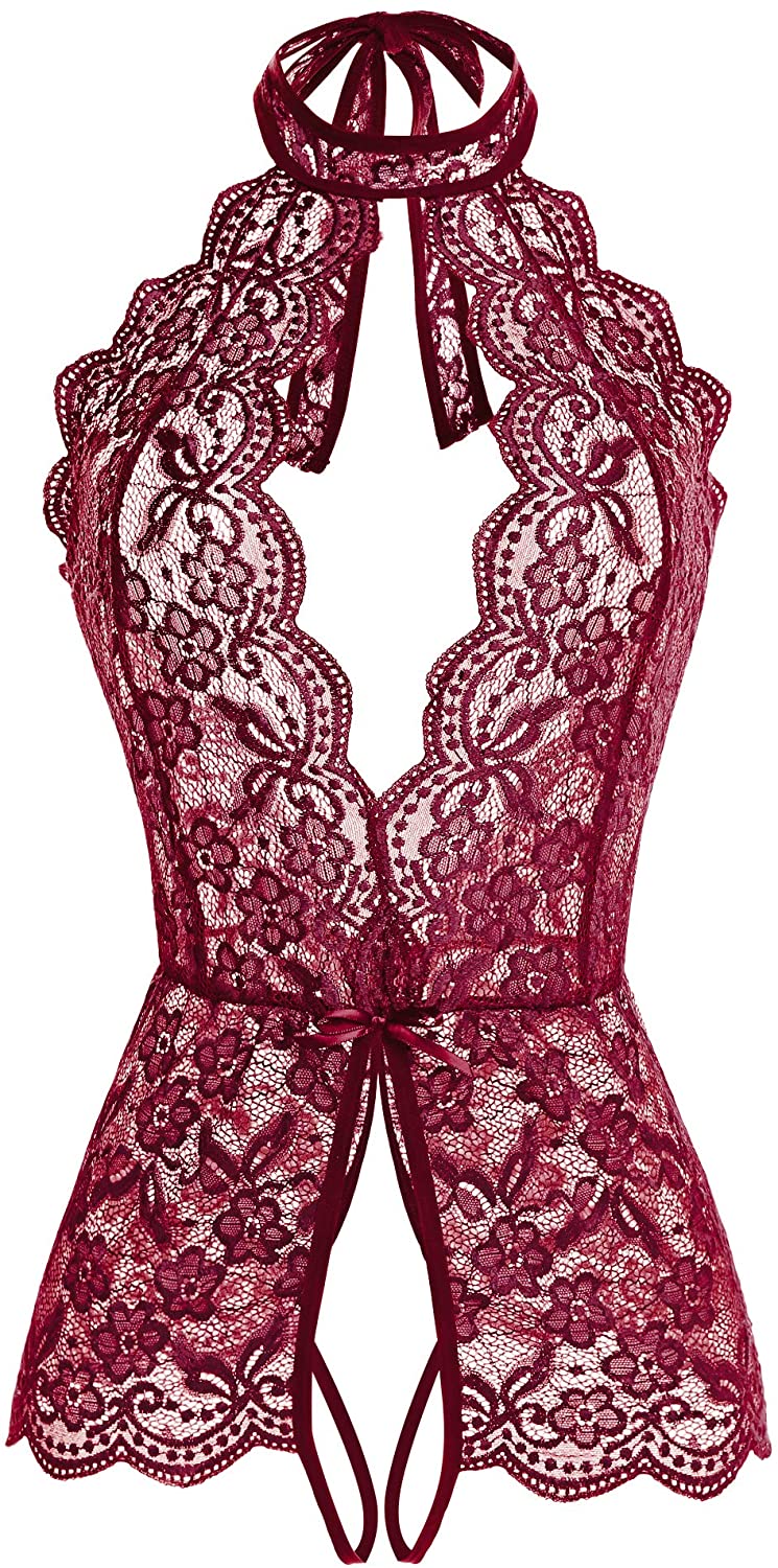 Price:$4.99 Women One Piece Lingerie Lace Sexy Baby Dolls Teddy Sleepwear at Amazon Women’s Clothing store