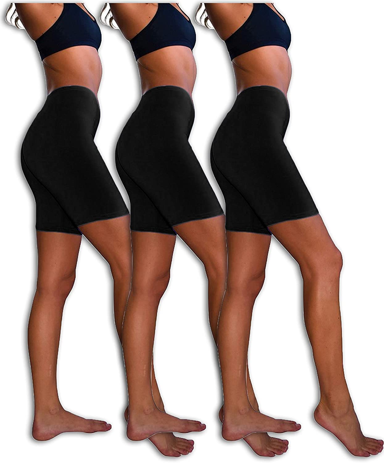 Price:$7.99 Basics Slip Shorts | 3-Pack Bike Shorts | Semi-Sheer Cotton Spandex Stretch Boyshorts for Yoga/Workouts at Amazon Women’s Clothing store