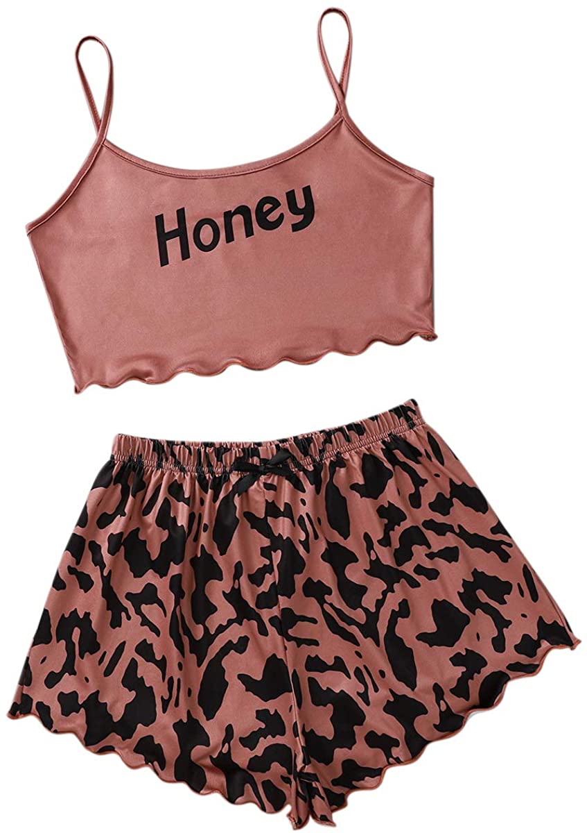 Price:$9.99 Graphic Cute Sleepwear Sets Print Pajamas Set Cartoon Two Pieces Top and Shorts Pjs Set Outfit for Women at Amazon Women’s Clothing store