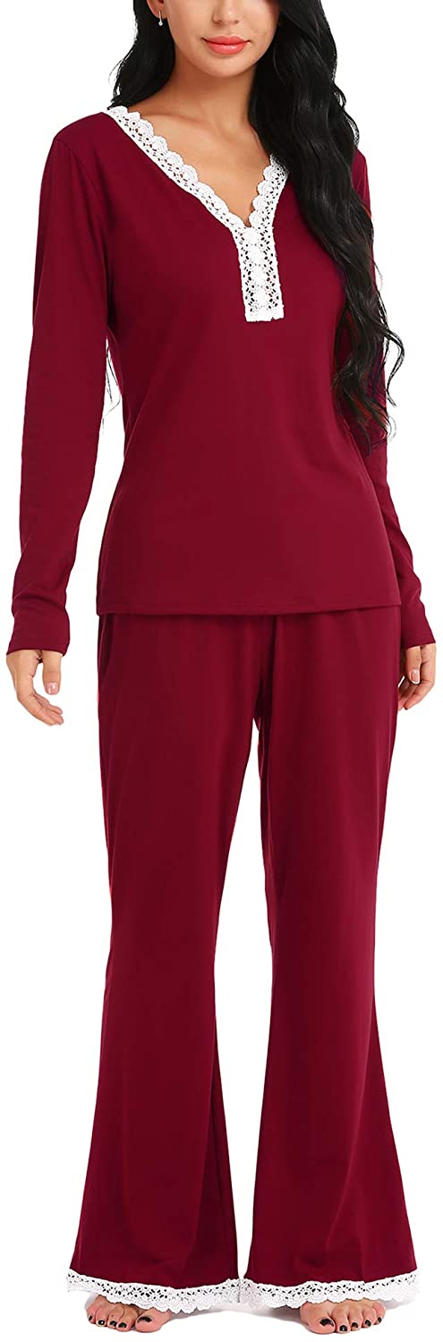 Price:$32.99 Women's Pajamas Set Long Sleeve Sleepwear Soft Pj Set Lounge Nightgowns at Amazon Women’s Clothing store
