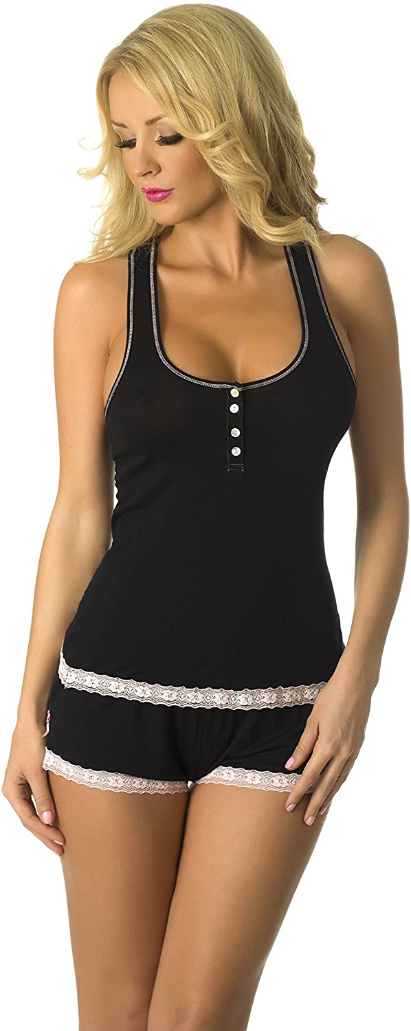 Price:$19.99 Kitten Sweetness Short Sexy PJ Camisole Set Pajama Sleep Shirt Sleepwear at Amazon Women’s Clothing store