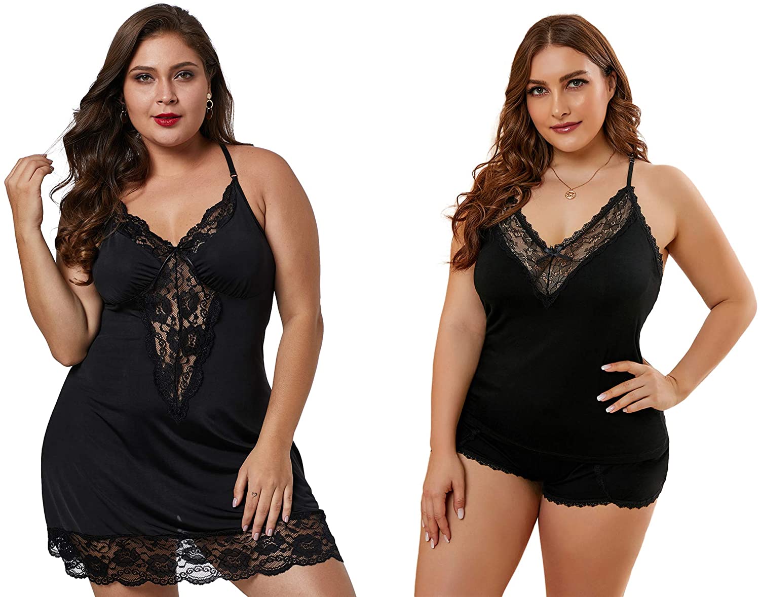 Price:$51.98 Sexy Plus Size Black Lingerie Soft Sleepwear at Amazon Women’s Clothing store