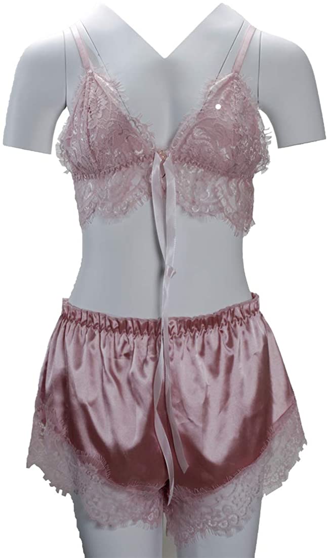 Price:$4.99 Pajamas Set Sexy Lace Trim Solid Color Nightwear Set for Woman,Mother',Pink : Clothing, Shoes & Jewelry