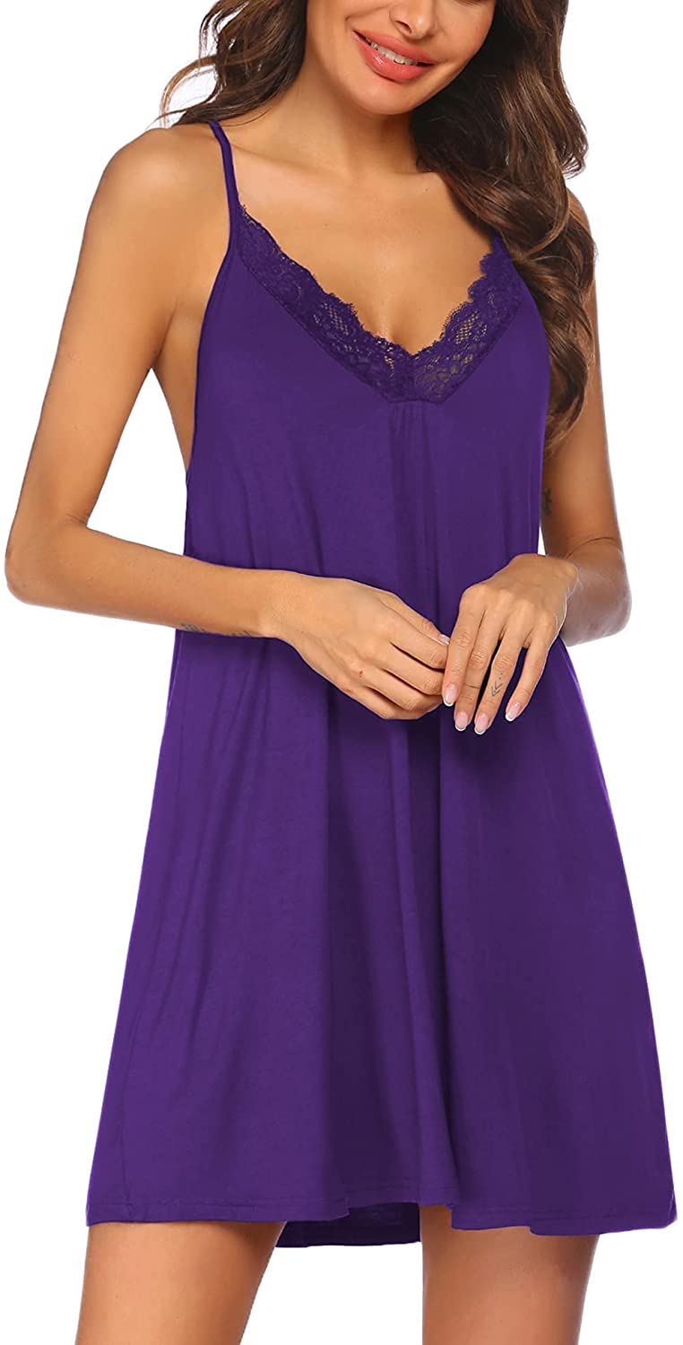 Price:$12.99 Womens Sleepwear Full Slip Nightgown V Neck Pajama Dress Sexy Babydoll Soft Nightdress Short Chemise at Amazon Women’s Clothing store