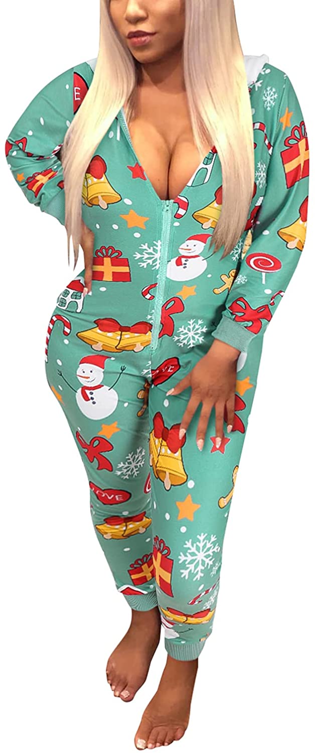 Price:$24.99 Piece Hooded Sleepwear for Women,Sexy Printed Christmas Pajamas Jumpsuit Rompers : Clothing, Shoes & Jewelry